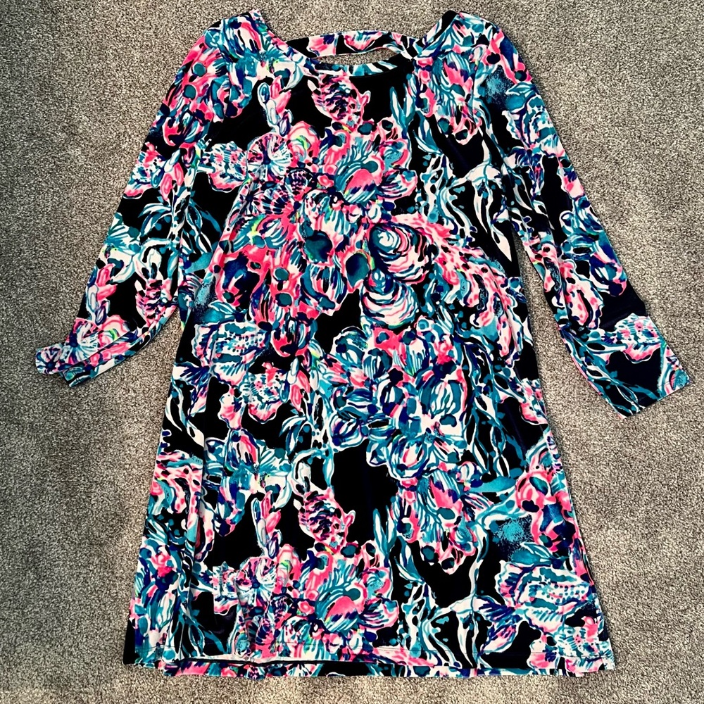 Lily Pulitzer Olive Swing Dress in Bright Navy Caught Up Size L